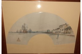 Venise et sa lagune, quatre projets d'éventail par Marks, 1886-1890
