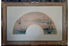 Venise, feuille d'éventail d'Édouard Riou, vers 1866
