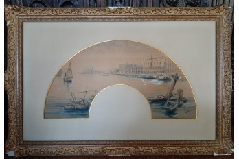 Venise, feuille d'éventail d'Édouard Riou, vers 1866