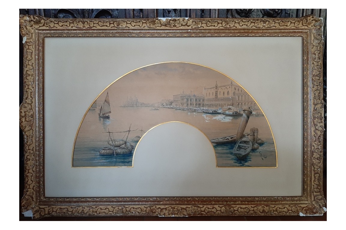 Venice, fan leaf b y Edouard Riou, circca 1866