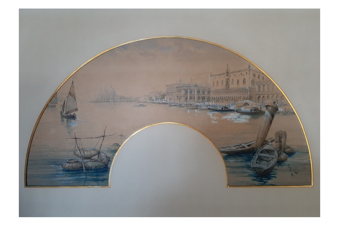 Venice, fan leaf b y Edouard Riou, circca 1866