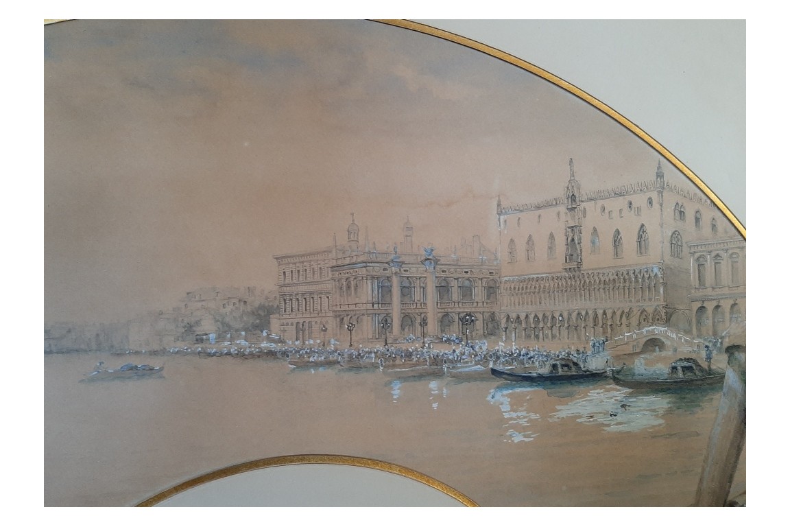 Venise, feuille d'éventail d'Édouard Riou, vers 1866