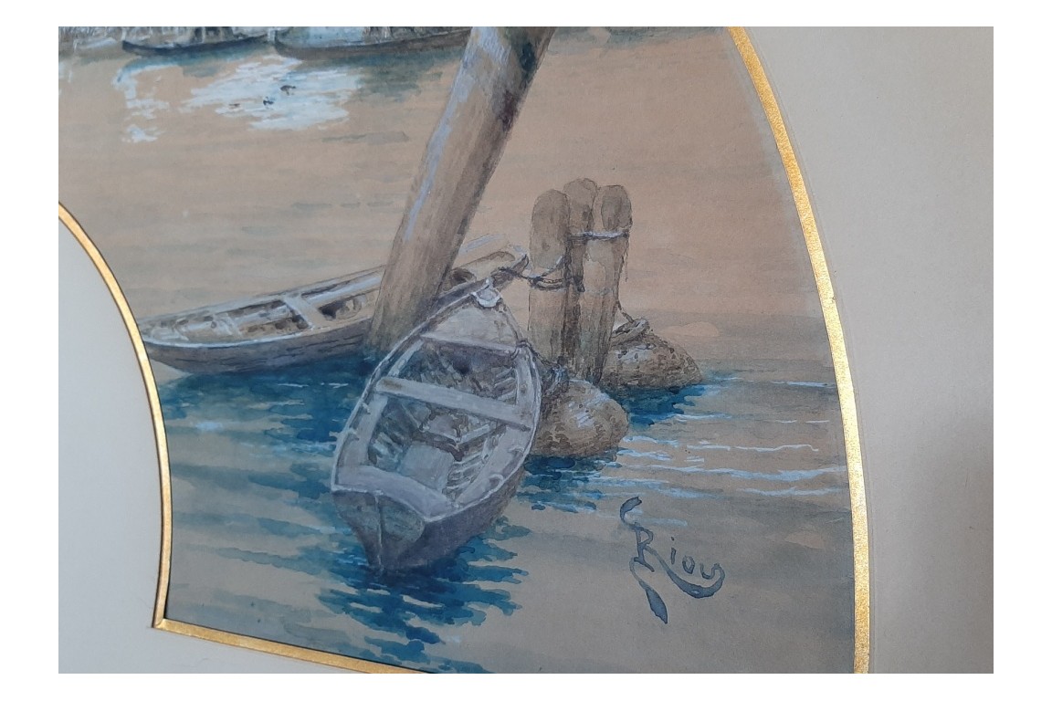 Venise, feuille d'éventail d'Édouard Riou, vers 1866