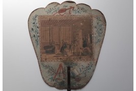 Voyage à Saint Cloud, hand fixed fan and map of Russia, 18th century