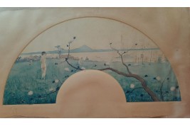 Japon fantasmé, projet d'éventail de Léonce de Joncières, 1891