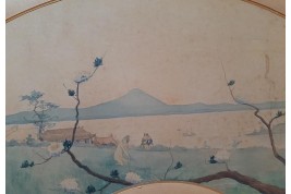 Japon fantasmé, projet d'éventail de Léonce de Joncières, 1891