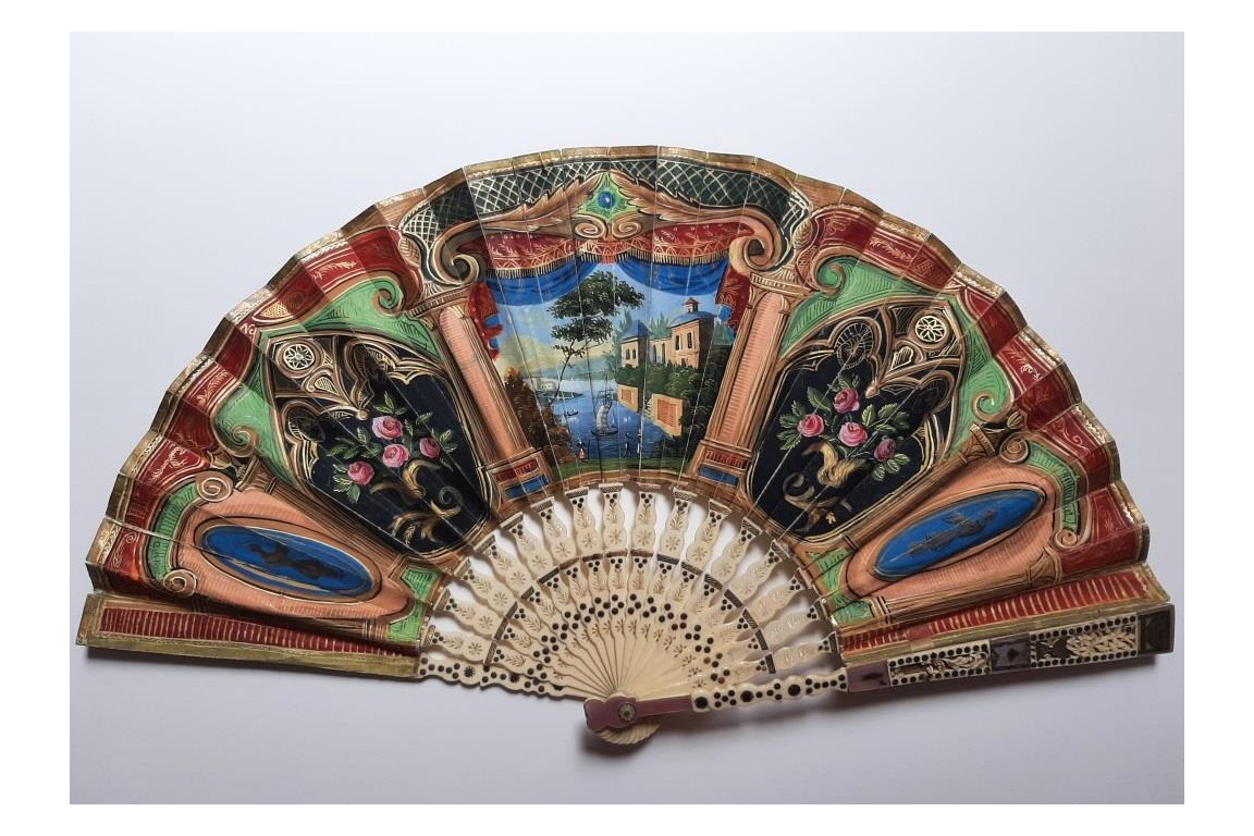 Italian landscape, fan circa 1825-35