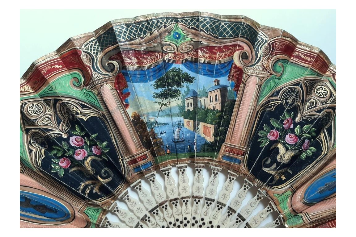 Italian landscape, fan circa 1825-35