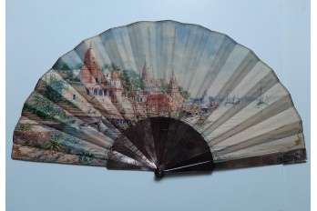 Angkor, fan by Berthaut and Duvelleroy, 1892
