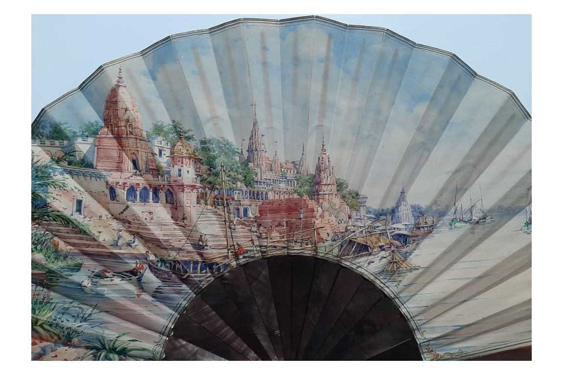 Angkor, fan by Berthaut and Duvelleroy, 1892