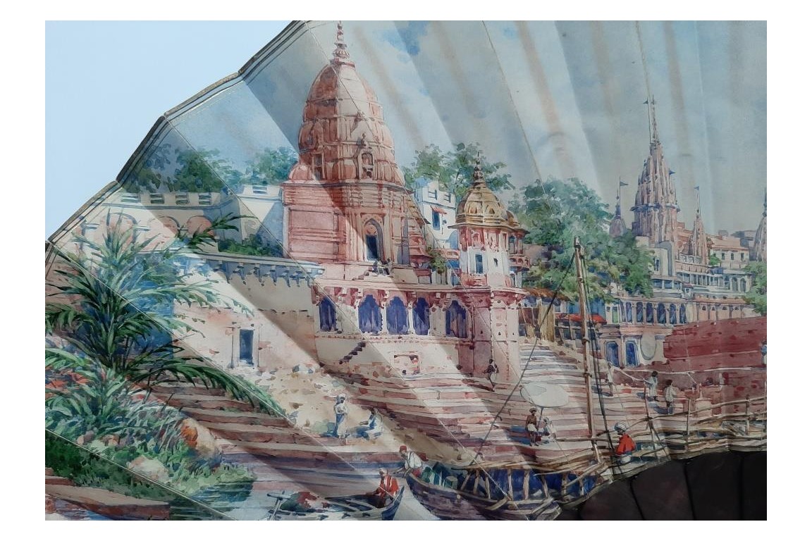 Angkor, fan by Berthaut and Duvelleroy, 1892