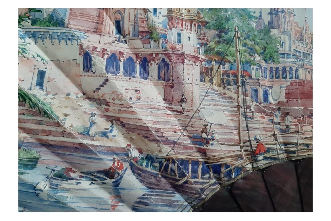 Angkor, fan by Berthaut and Duvelleroy, 1892