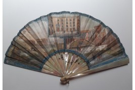 Salerne, Pompei et Paestum, éventail souvenir d'Italie, vers 1900-1910