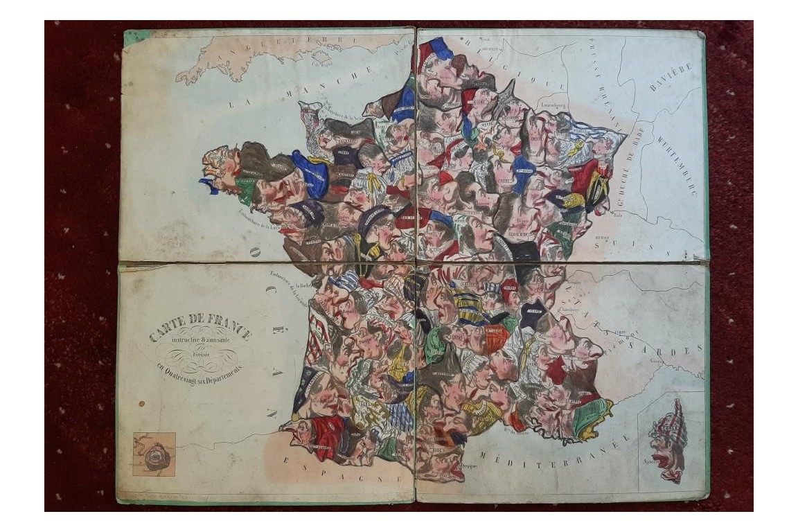 France of the caricatures, puzzle map around 1850-60