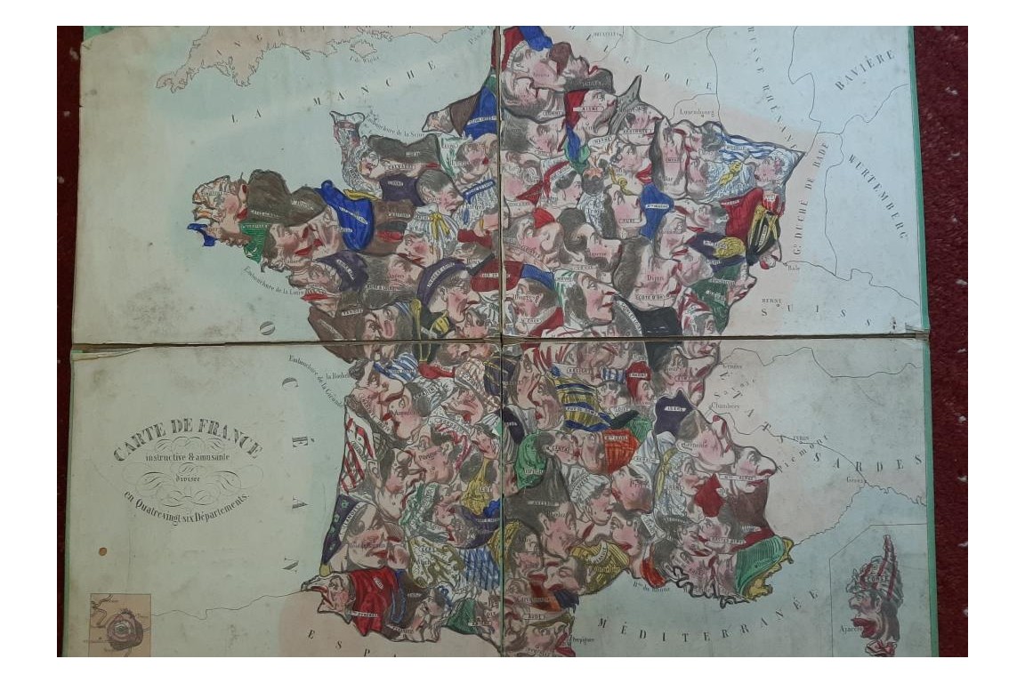 France of the caricatures, puzzle map around 1850-60