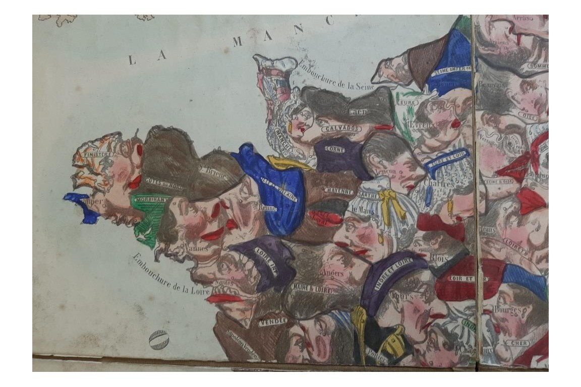 France of the caricatures, puzzle map around 1850-60