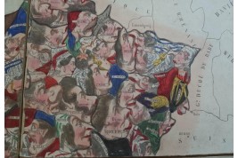 France of the caricatures, puzzle map around 1850-60