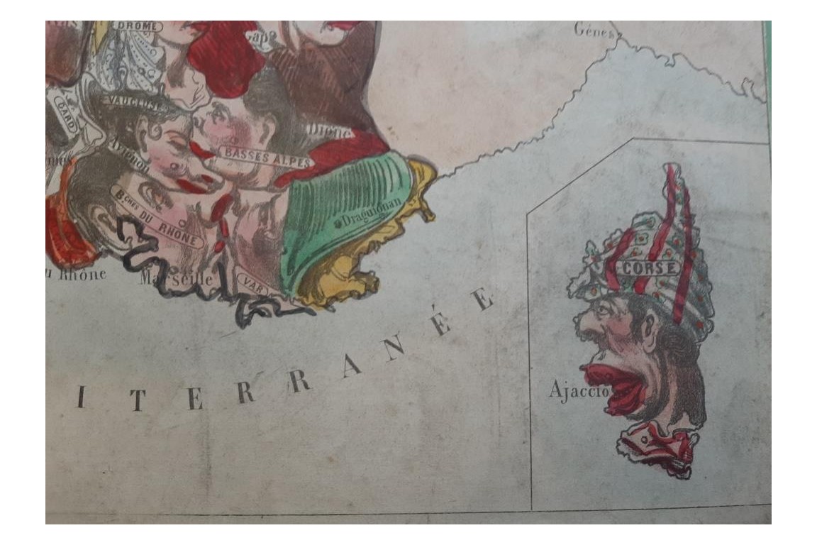 France of the caricatures, puzzle map around 1850-60