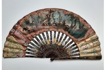 Map, music... Chinese and Natives, fan circa 1770