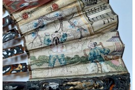 Map, music... Chinese and Natives, fan circa 1770