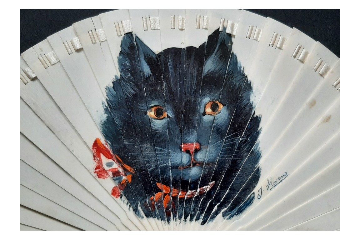 Le chat de Hovens, éventail vers 1905-10