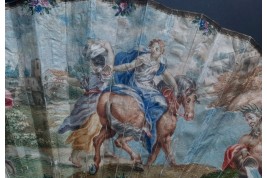 Cloelia escaping from the Etrucan camp on horseback, fan circa 1770