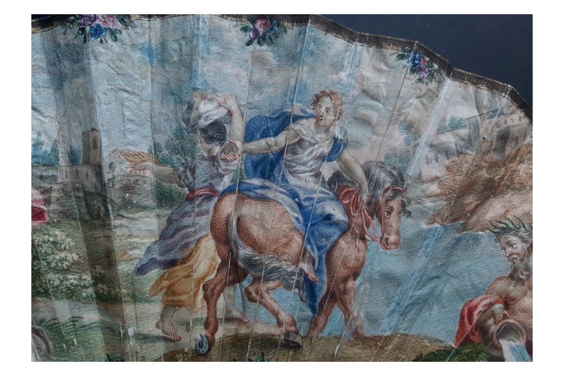 Clélie fuyant Porsenna à cheval, éventail vers 1770