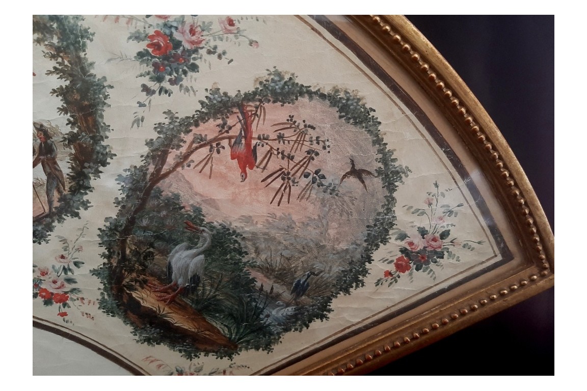 Birds by Cignaroli, fan leaf dated 1790