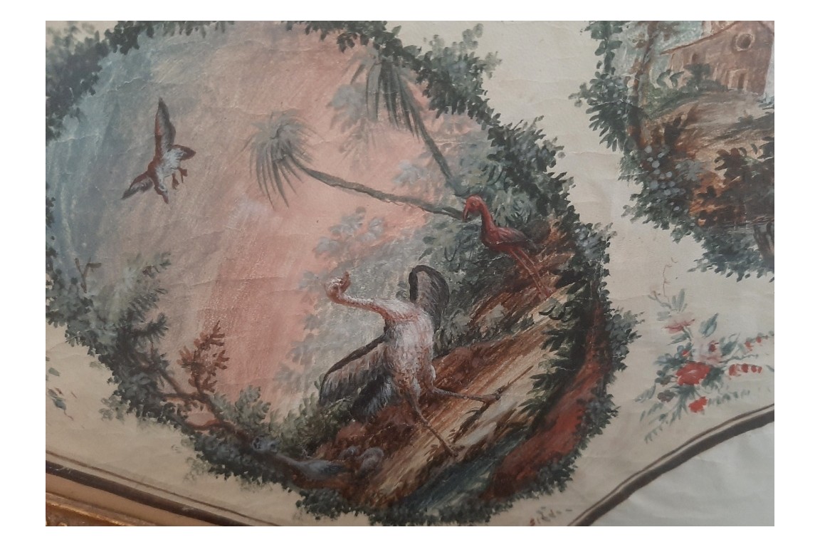 Birds by Cignaroli, fan leaf dated 1790