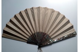 Sparrow and butterfly, fan by Jolivet circa 1890-1900