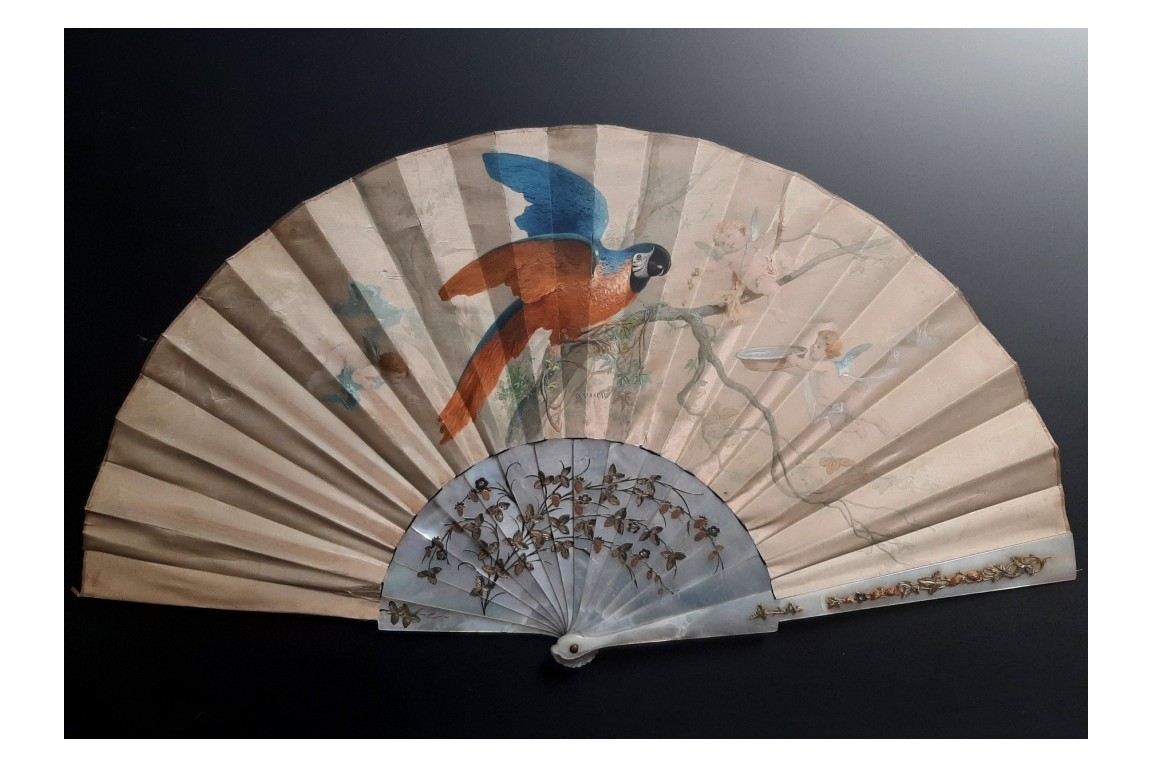 Macaw by Labarre, late 19th century fan