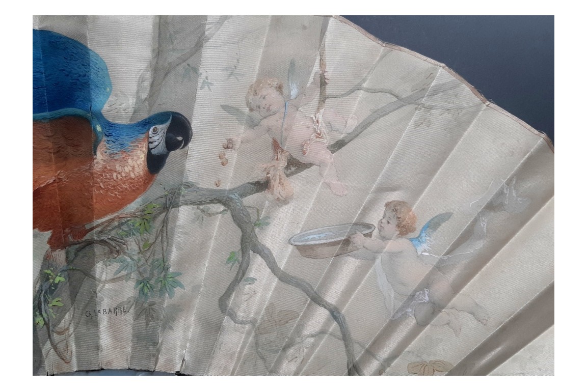 Macaw by Labarre, late 19th century fan