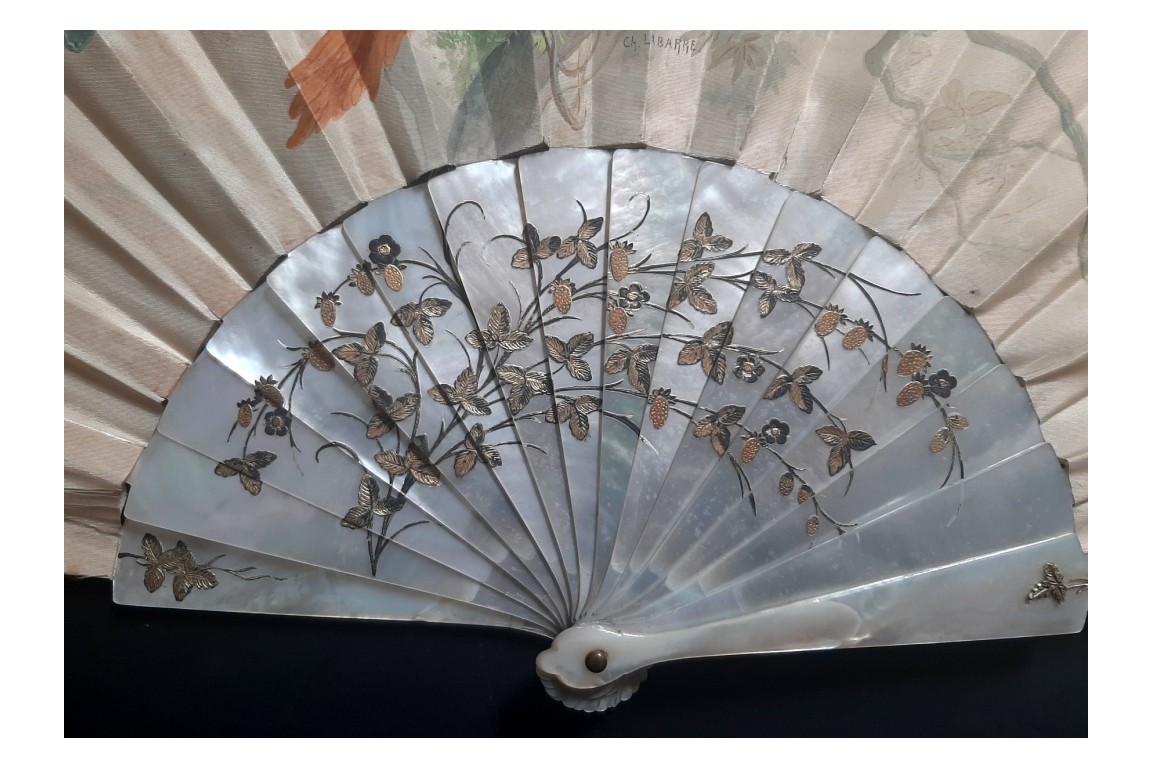 Macaw by Labarre, late 19th century fan