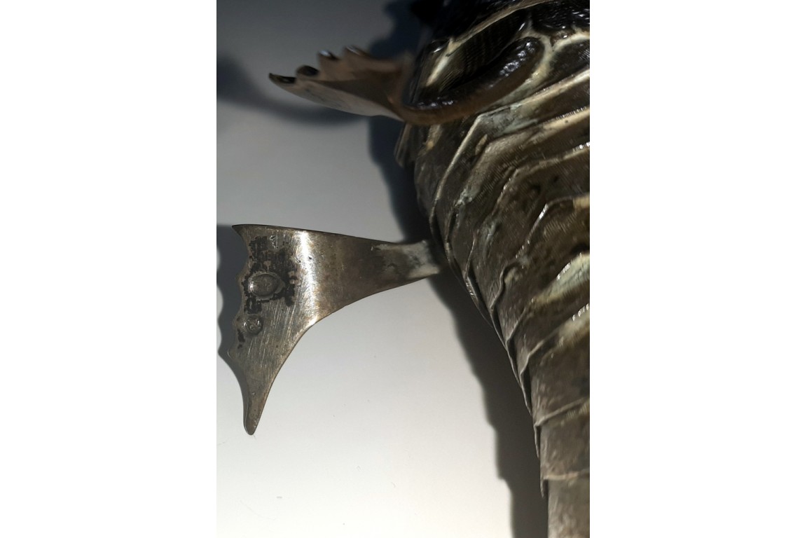 Poisson, boîte en argent XXème