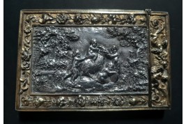 Putti jouant avec un bouc, porte-carte, Elkington 1850-1900