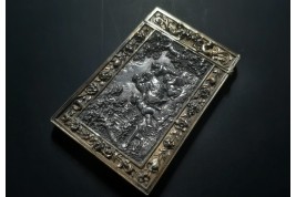 Putti jouant avec un bouc, porte-carte, Elkington 1850-1900
