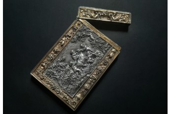 Angels with goat, card case, Elkington, Victorian period