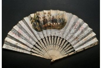 Elephants and tigers, fan circa 1850