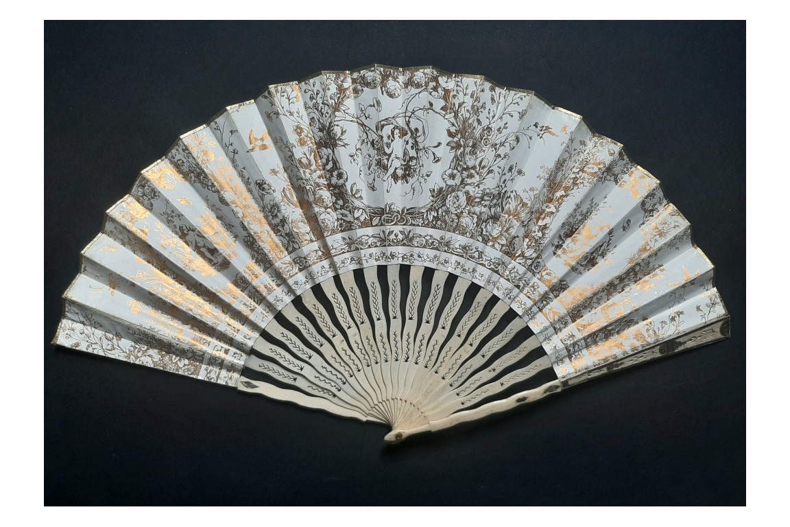 Elephants and tigers, fan circa 1850