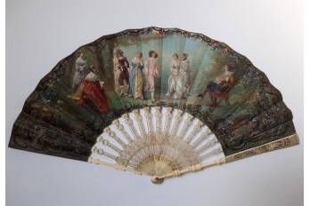 Love triangle or the art of love, 19th century fan