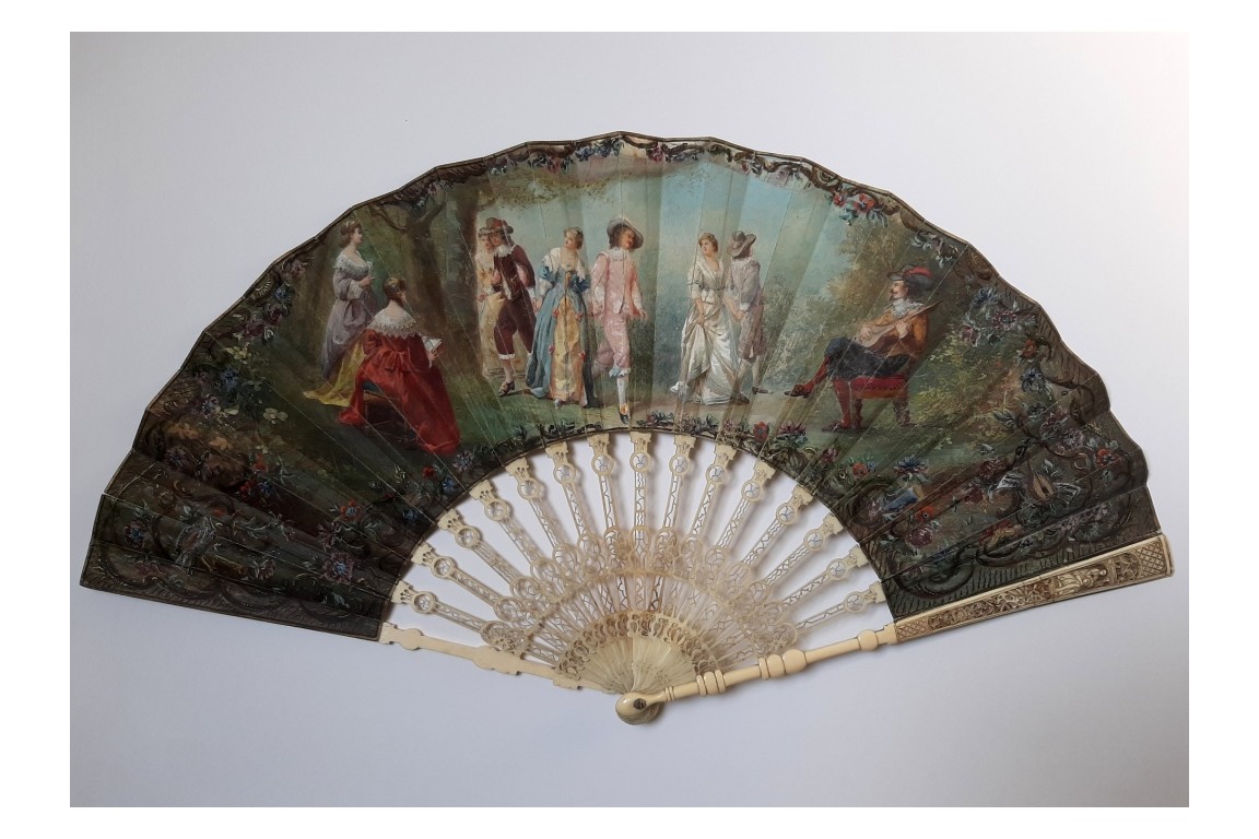 Love triangle or the art of love, 19th century fan