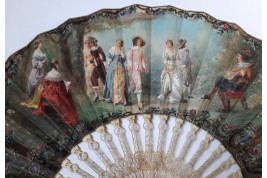 Triangle amoureux ou l'art de l'amour, éventail XIXeme