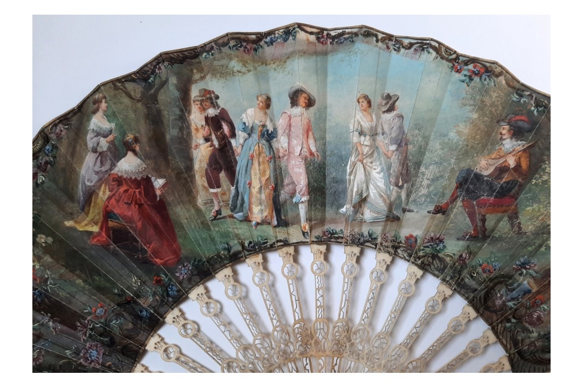 Triangle amoureux ou l'art de l'amour, éventail XIXeme