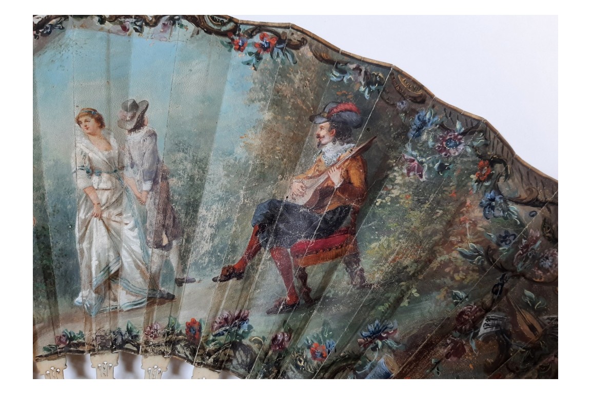 Triangle amoureux ou l'art de l'amour, éventail XIXeme