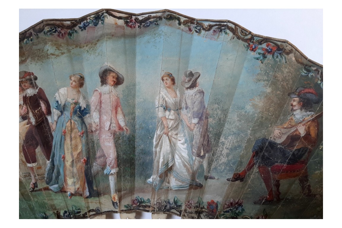 Love triangle or the art of love, 19th century fan