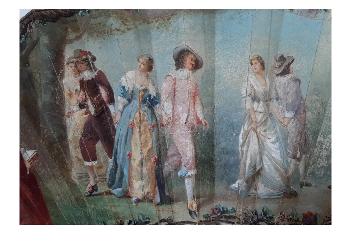 Love triangle or the art of love, 19th century fan