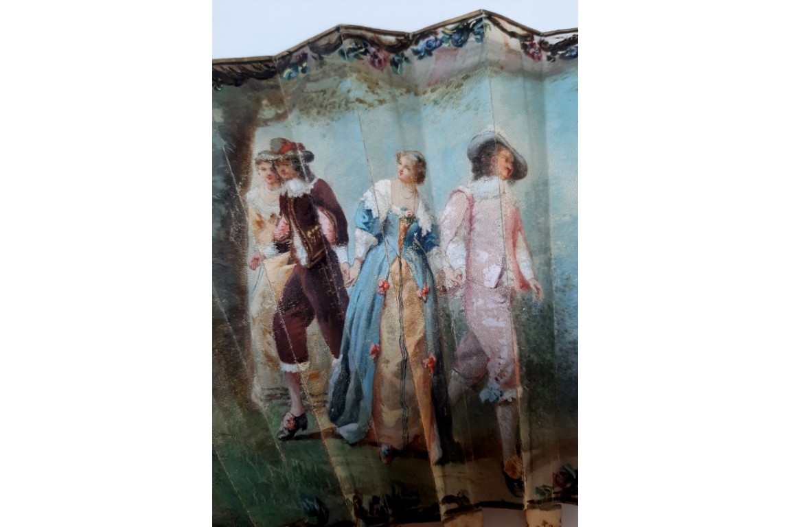 Love triangle or the art of love, 19th century fan