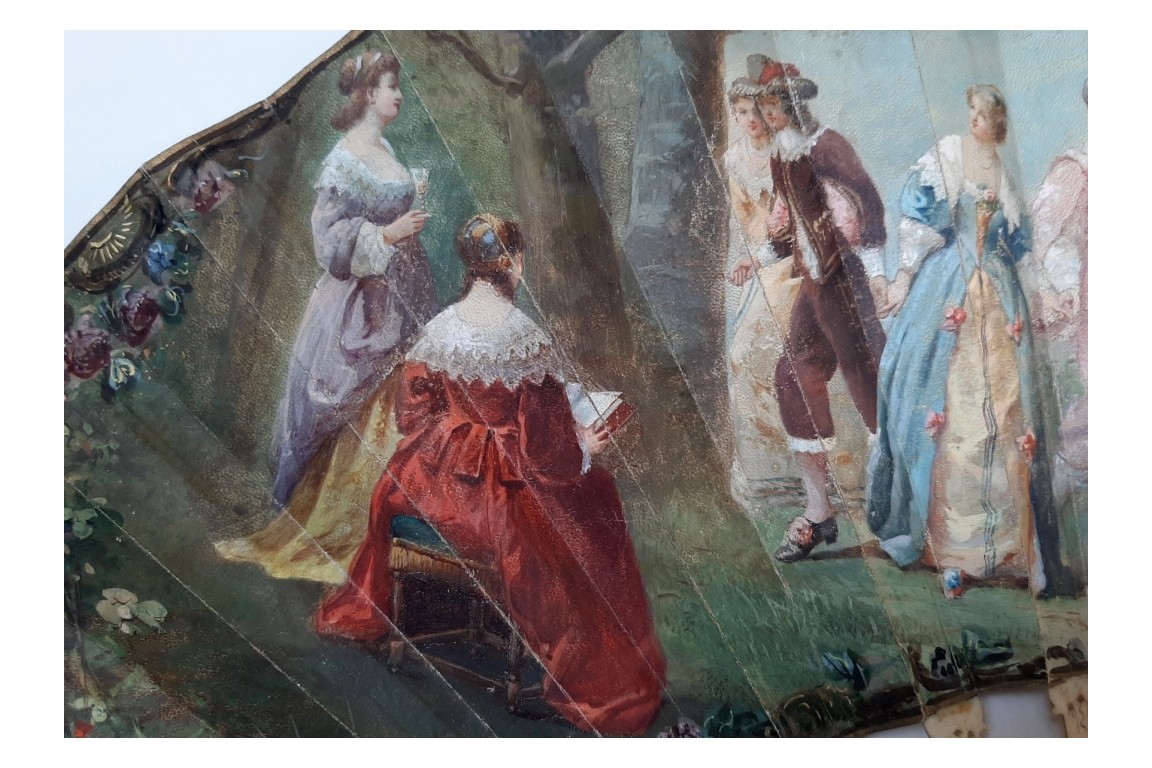 Love triangle or the art of love, 19th century fan