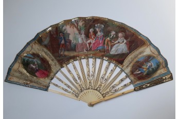 Le théatre de marionnettes et les amoureux, éventail vers 1770-80