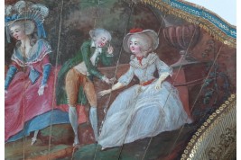 Le théatre de marionnettes et les amoureux, éventail vers 1770-80